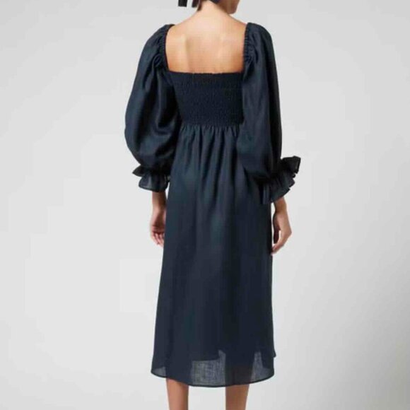 Sleeper Atlanta Linen "Nap" Dress in Navy M - Picture 5 of 6